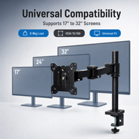 Support d'écran unique ergonomique à réglage en hauteur et mouvement complet avec pince en C et base à œillet pour écrans de 17 à 32 pouces – Vente en gros