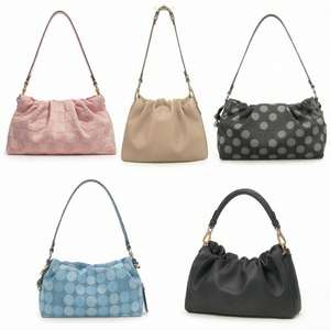 Sac à bandoulière en cuir véritable avec chaînes et cordon de serrage, fermeture éclair, forme demi-lune, pour femme, idéal pour le quotidien et les voyages - Product Image 1