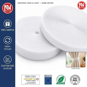 Bande auto-agrippante 100 % nylon de couleur unie à coudre, largeur personnalisée pour la décoration intérieure et la fixation de rideaux - Product Image 6
