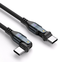 Kabel Pengisian Cepat 5A Tipe-C 240W USB-C ke Tipe C 180 Derajat Kabel Data Lipat Ganda untuk Ponsel & Laptop
