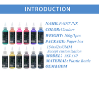 Encre étanche pour recharge de peinture, stylo marqueur, 12 couleurs, bouteille, 100G, 10 ml