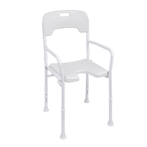 Chaise de douche pliante en aluminium avec accoudoirs, siège antidérapant pour équipement de sécurité dans la salle de bain - Product Image 1