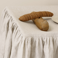Nappe rectangulaire à volants en lin pur biologique sur mesure pour la maison, l'hôtel, la vente en gros, jupe de table pour mariage, banquet