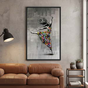 Graffiti Dancer Canvas Poster - Vibrant Street Art Print for Urban Decor,<b>BLACK</b> <b>FRAMED</b> CANVAS - Product Image 3