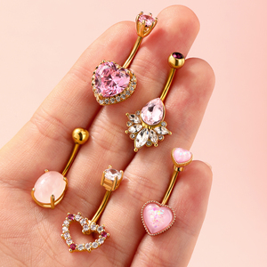 Set de Joyería para Piercing de Ombligo Toposh de Acero Quirúrgico 316L con Garra de Dragón y Cristal Rosa de Moda - Product Image 1