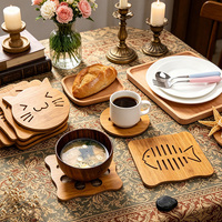 Sous-verres en bois multi-formes, tapis de table ajourés, isolants thermiques, en bois naturel, décoration de table, vente en gros