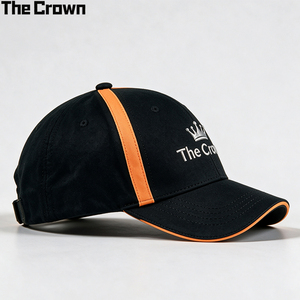 Custom 6 Panel Baseball Cap Wholesale Bulk Contrast Piping <b>Hat</b> <b>Flat</b> Metallic Embroidery Cotton Twill Curved Brim Manufacturer - Product Image 3