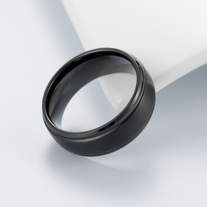<b>Titanium</b> Steel <b>Ring</b> Frosted Finish Geometric Design Unisex Everyday Wear Jewelry - Product Image 4