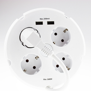 Di sicurezza Germania Più <span class=keywords><strong>Presa</strong></span> di <span class=keywords><strong>Corrente</strong></span> Striscia di Striscia 4 <span class=keywords><strong>Presa</strong></span> con Due Porte USB e Cavo Retrattile - Product Image 2