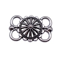 Médaillon marguerite soleil éclatant 17x11mm, connecteur à 4 boucles en alliage, argent antique, pour panneau de bracelet bohème