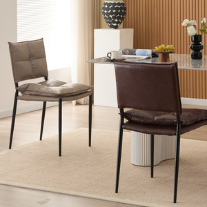 Sedia da Pranzo Moderna in Pelle PU con Struttura in Ferro, Lusso Leggero, Ecologica e Resistente, per <span class=keywords><strong>Soggiorno</strong></span> e Hotel - <span class=keywords><strong>Outlet</strong></span> di Fabbrica - Product Image 1