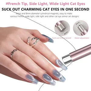 Imán para Uñas de Acero Inoxidable con Diseño de Ojo de Gato, Herramienta de Doble Cabeza Cilíndrica con Cuentas Magnéticas Reutilizables para Salones de Uñas y Uso Doméstico - Product Image 5