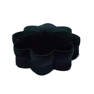 Business service Modern household indoor/outdoor fabric footstool pouf black ottoman stool