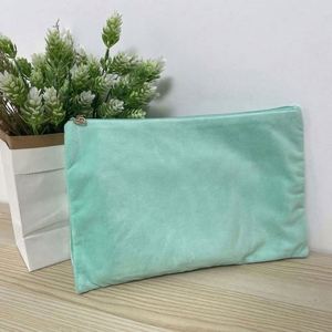 Wholesale Eco Blank <b>Plain</b> Customized Printed Logo Portable Green Reusable Travel Velvet Cosmetic Makeup Bag for Women - Product Image 5