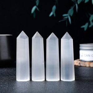 คริสตัลธรรมชาติโมร็อกโก เซเลไนต์ทรงกระบอก สำหรับตกแต่งบ้าน วางบนโต๊ะ - Product Image 3