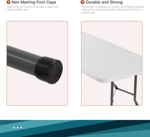 Mesa Plegable de Plástico de <span class=keywords><strong>6</strong></span> Pies, Mesa Robusta para Camping, Trabajo, Fiestas en Interiores y Exteriores - Product Image 3
