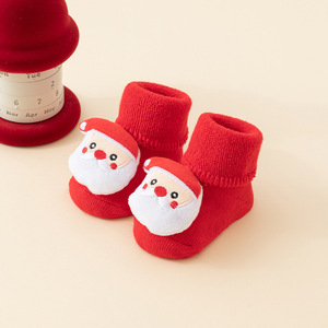 Nouvelles chaussettes en coton rouge en molleton pour l'hiver, chaudes, pour les fêtes, Père Noël, pour filles, garçons, bébés, chaussons pour nouveau-nés, chaussons <span class=keywords><strong>tricot</strong></span>és à tige haute - Product Image 6