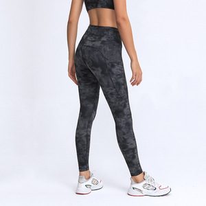 Mallas de Yoga para mujer, Leggings de cintura alta con estampado de glúteos y lazo suave, con bolsillos y sensación desnuda, para Fitness y gimnasio, DL021 - Product Image 1