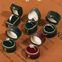 Custom Ellipse Wedding Velvet Suede Vintage Small Mini Oval Ring Holder Jewelry Gift Box Packaging Logo