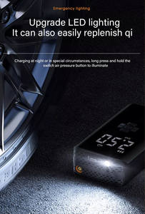 משאבת אוויר דיגיטלית לרכב מיני 120W עם צג, מדחס אוויר אלחוטי ABS, משאבת אוויר נטענת, תאורת חירום, צג לחץ אוויר בצמיגים - Product Image 6