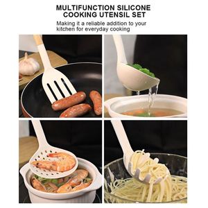 Juego de 7 utensilios de cocina de silicona antiadherentes con mango de madera y resistencia al calor + Accesorios para hornear y cocinar al por mayor - Product Image 4