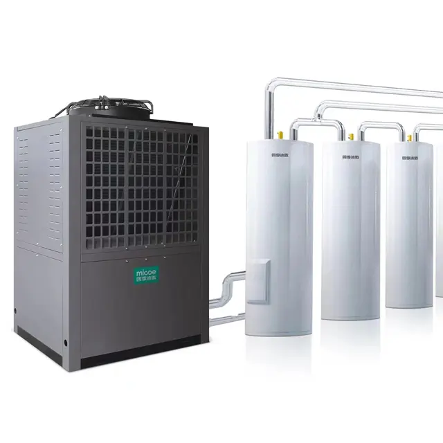 Micoe Oem R410 Koelmiddel 40kw 45kw 50kw 60kw 100kw Dual Compressor Warm Water Systeem Oplossing Commerciële Industriële Warmtepomp