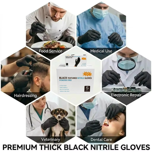 Gants en nitrile noirs jetables, imperméables et résistants à l'huile, <span class=keywords><strong>sans</strong></span> poudre, <span class=keywords><strong>sans</strong></span> latex, utilisés pour le nettoyage alimentaire, gants en <span class=keywords><strong>nitrite</strong></span> - Product Image 6