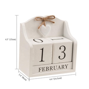 Blanc Mariage Bois Blocs <span class=keywords><strong>De</strong></span> L'avent Calendrier <span class=keywords><strong>de</strong></span> Bureau Perpétuel pour La Décoration <span class=keywords><strong>de</strong></span> Maison et <span class=keywords><strong>De</strong></span> Bureau - Product Image 2