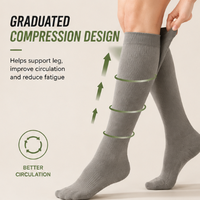 Chaussettes de compression personnalisées en fibre de bambou, hautes jusqu'au genou, pour le sport, résistantes aux odeurs, avec semelle en tissu éponge rembourrée, pour hommes et femmes