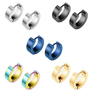 <strong>Pendientes</strong> Hombre Stainless Steel Punk Hip Hop Personality Earring <strong>Pendientes</strong> De <strong>Gota</strong> Round Blue Personality Earring - Product Image 1