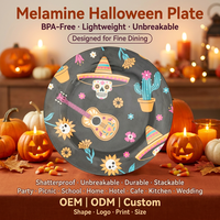 Assiette creuse en mélamine 8 pouces, motif Crâne de sucre, Cactus, Guitare, écologique, OEM ODM, pour desserts, gâteaux, biscuits, snacks, café, compatible lave-vaisselle