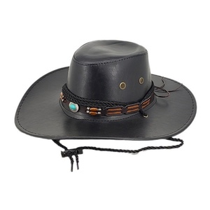 Chapeau de cowboy occidental style ethnique, brillant, rétro, en coton, protection solaire extérieure, bord roulé - Product Image 1