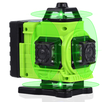 Niveaux laser rotatifs à 16 lignes croisées 360° Lazer 4D Faisceau vert super lumineux Auto-nivellement Longue distance 50m avec trépied