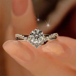 Feine Ringe Schmuck Silber Hochzeits versprechen 1CT Diamant Frauen Moissan ite Verlobung sring Diamant - Product Image 5
