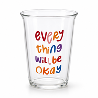 Gobelet en verre borosilicate personnalisé avec logo, 460 ml (15,5 oz), écologique, réutilisable, citation motivante : Tout ira bien