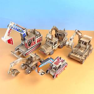 Nouveaux jouets Montessori éducatifs en bois, ensemble de chantier de construction, grue en bois, voitures <span class=keywords><strong>pour</strong></span> tout-petits, enfants - Product Image 1