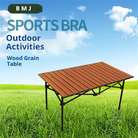 Table pliante de camping en plein air, Table pliante de camping carrée en grain de bois de fer de sport, Table de pique-nique et de pêche