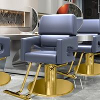 Fauteuil de salon de coiffure haut de gamme en cuir multicolore, fauteuil de coiffage hydraulique pivotant et inclinable pour salon de coiffure professionnel