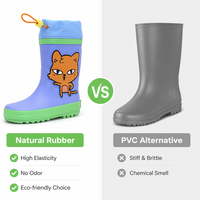 Bottes de pluie pour enfants avec col à cordon, imperméables, antidérapantes, en caoutchouc naturel, bottes Wellington pour les tout-petits, filles et garçons, pour jouer en plein air