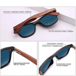 Gafas de Sol Cuadradas de Madera Polarizadas con Logotipo Personalizado, Lentes de Espejo Coloridas, Gafas de Sol de Madera Natural para Hombre - Product Image 6