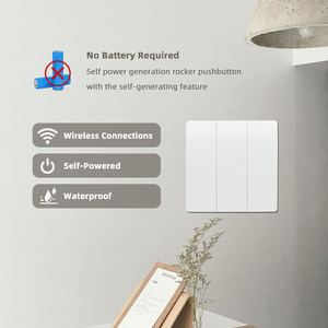 Interruptor DE LUZ DE Control remoto piezoeléctrico a prueba de agua sin batería IP65 2 <span class=keywords><strong>Gang</strong></span> autoalimentado/Kinetic RF433 interruptor de luz cinética inalámbrico - Product Image 2