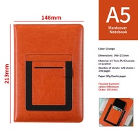 Carnet de notes professionnel A5 en cuir PU avec porte-cartes, boîte cadeau, reliure cousue, 100 feuilles, couleur personnalisée
