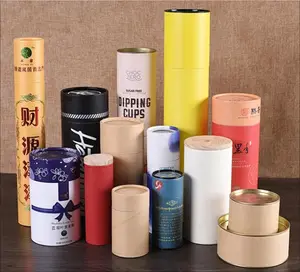 Food Grade Printed 30cm Cylinder Packaging Box Custom Rigid Logo Coffee Tea Cardboard Round Craft Paper Tubes