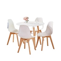 Table à manger ronde en bois moderne ensemble 4 chaises style vente directe d'usine