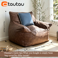 Housse de pouf Otautau nouvelle et améliorée, sans rembourrage, avec doublure intérieure, en cuir PU, pour l'extérieur, pouf de salon, ottoman SF241