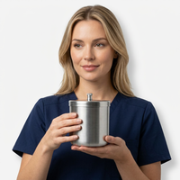 Pot à pansements chirurgical en acier inoxydable avec couvercle et bouton, conteneur en coton de haute qualité pour usage hospitalier DE 2675 DE 2681