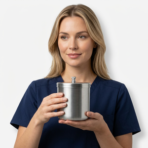 Pot à pansements chirurgical en acier inoxydable avec couvercle et bouton, conteneur en coton de haute qualité pour usage hospitalier DE 2675 DE 2681 - Product Image 5
