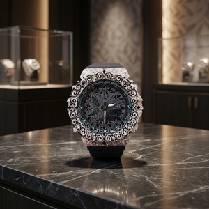 AMBER JEWELS นาฬิกาควอทซ์สุดหรูสำหรับทุกเพศ ตัวเรือนสีทอง หน้าปัดประดับเพชร อะนาล็อก อินเดีย คริสตัล โครโนกราฟ ซิติเซ็น มูฟเมนท์ ดิเวอร์ - Product Image 1