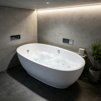 Baignoire autoportante moderne en acrylique avec jets de massage, baignoire à remous pour salle de bain de luxe