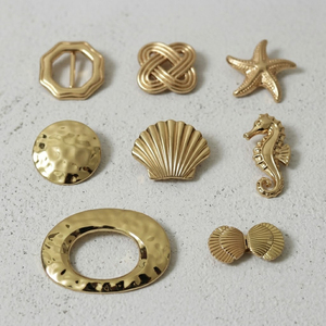 Fibbia ad anello in metallo irregolare resistente all'acqua di mare, connettore a gancio liquido organico per costumi da bagno di lusso e abbigliamento da spiaggia - Product Image 5